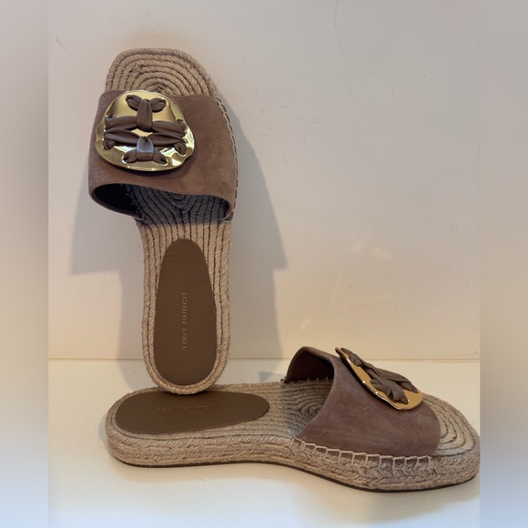 Tory Burch Woven Double T Espadrille Slide Sandal - Picture 2 of 5